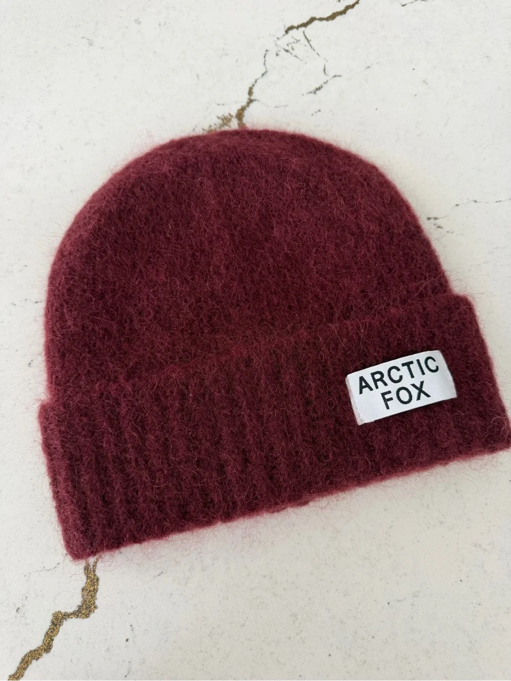 ARCTIC FOX Mohair Wool Beanie in Cherry Burgundy VGUC